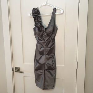 Knee long cocktail Silver Dress 
XSCAPE